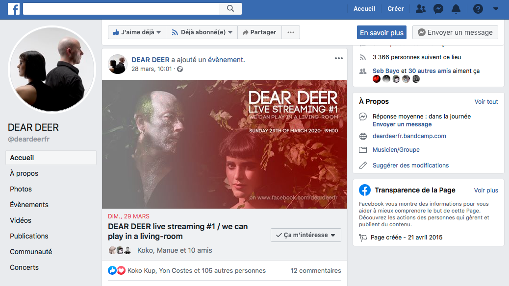 DEAR DEER hat eine Veranstaltung ins Leben gerufen, um ihre Fans zu ihrem Facebook Live einzuladen