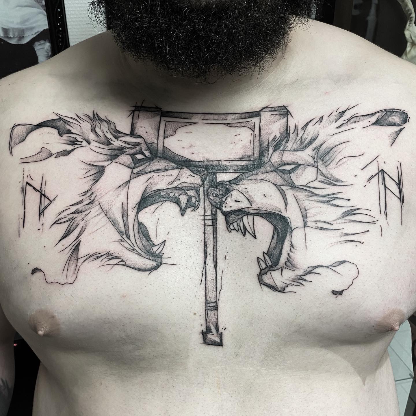 Alain/DotNine, artiste tatoueur de Bethune - composition viking